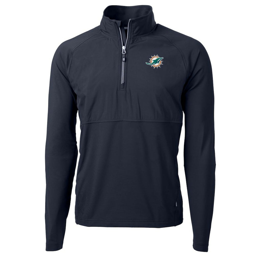 Miami Dolphins Cutter & Buck Adapt Eco Knit Hybrid Recycled Quarter-Zip Raglan Jacket | NFL Sale