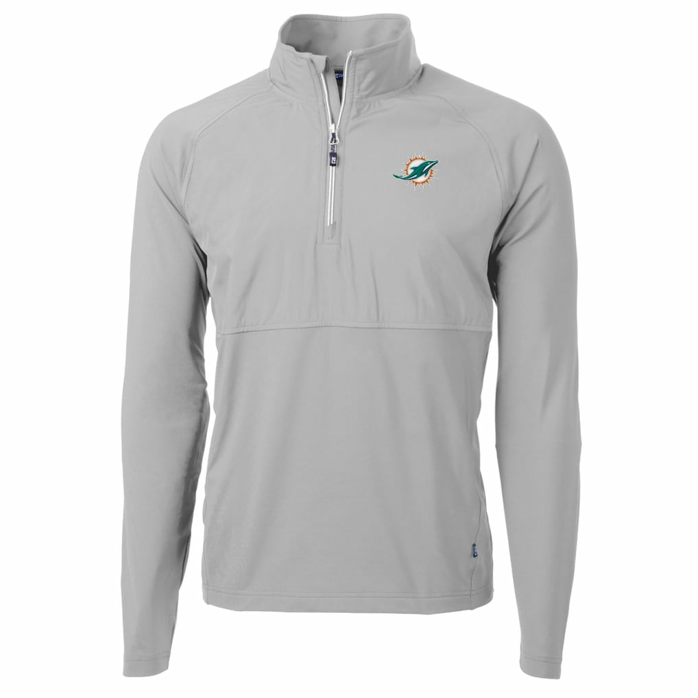 Miami Dolphins Cutter & Buck Adapt Eco Knit Hybrid Recycled Quarter-Zip Raglan Jacket | NFL New