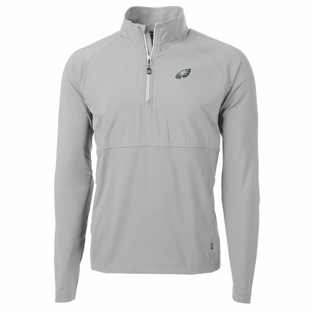 Philadelphia Eagles Cutter & Buck Adapt Eco Knit Hybrid Recycled Quarter-Zip Raglan Jacket | NFL Outlet