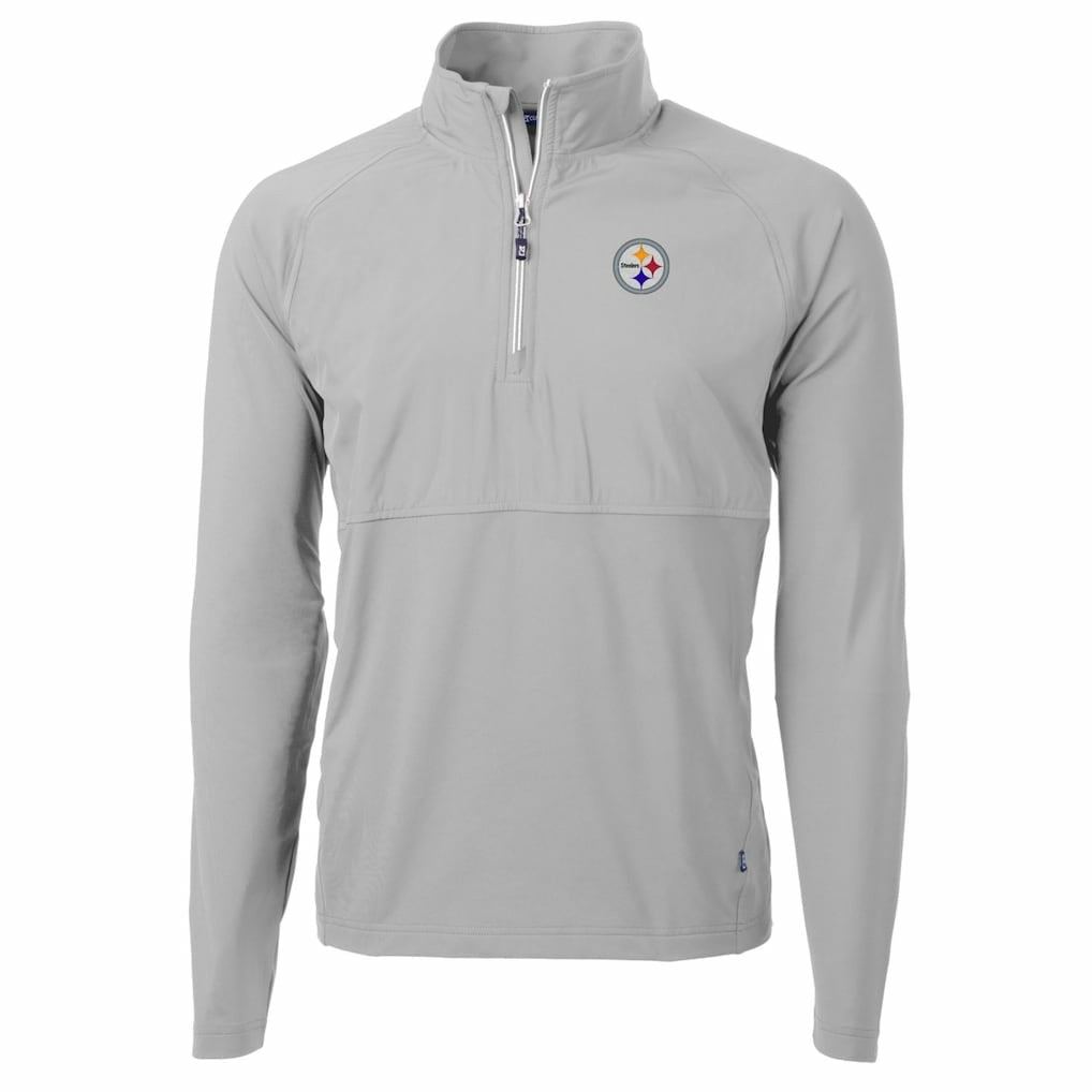 Pittsburgh Steelers Cutter & Buck Adapt Eco Knit Hybrid Recycled Quarter-Zip Raglan Jacket | NFL Outlet