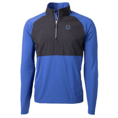 Indianapolis Colts Cutter & Buck Adapt Eco Knit Hybrid Recycled Quarter-Zip Raglan Jacket | NFL Outlet