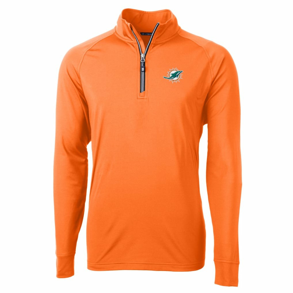Miami Dolphins Cutter & Buck Adapt Eco Knit Stretch Recycled Quarter-Zip Jacket | NFL Sale