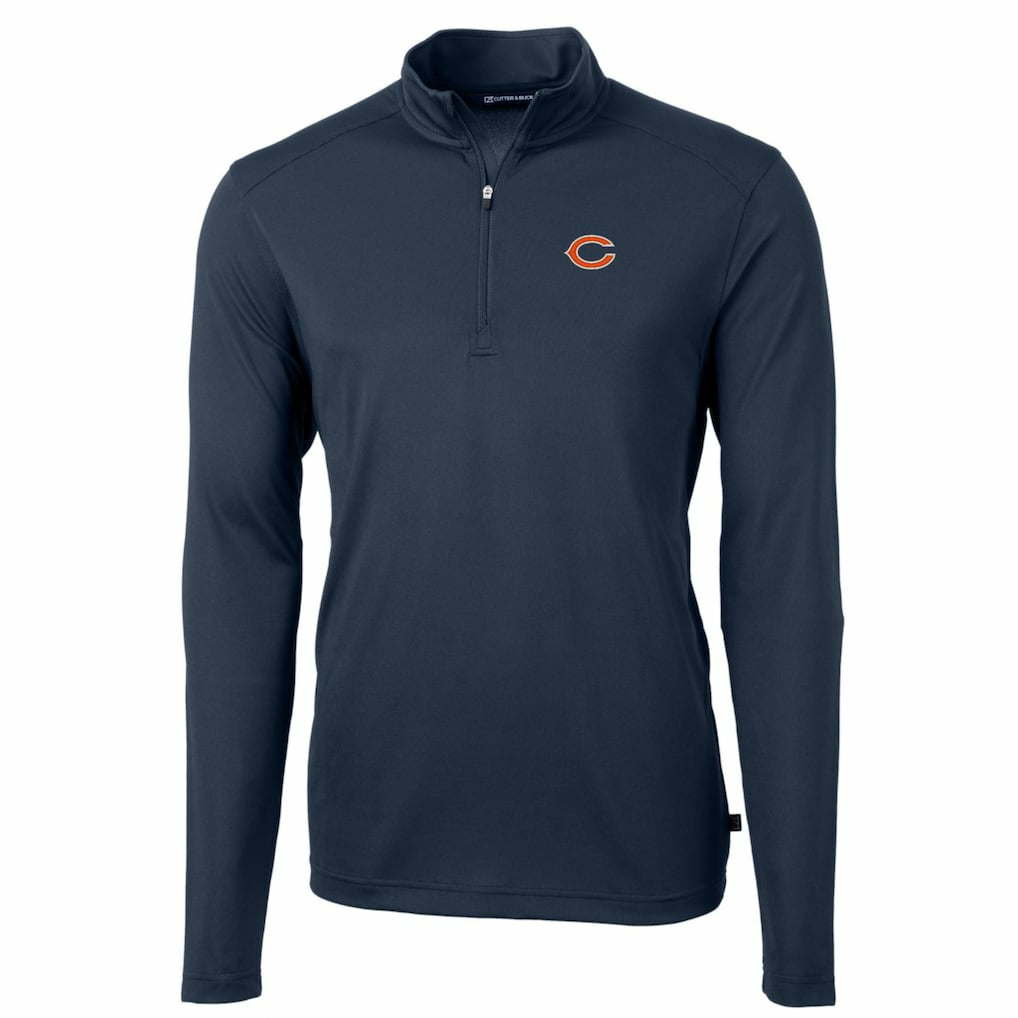 Chicago Bears Cutter & Buck Big & Tall Virtue Eco Pique Quarter-Zip Pullover Jacket | NFL New