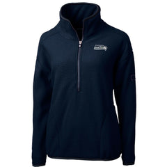Seattle Seahawks Cutter & Buck Women's Cascade Eco Sherpa Fleece Half-Zip Pullover Jacket | NFL New