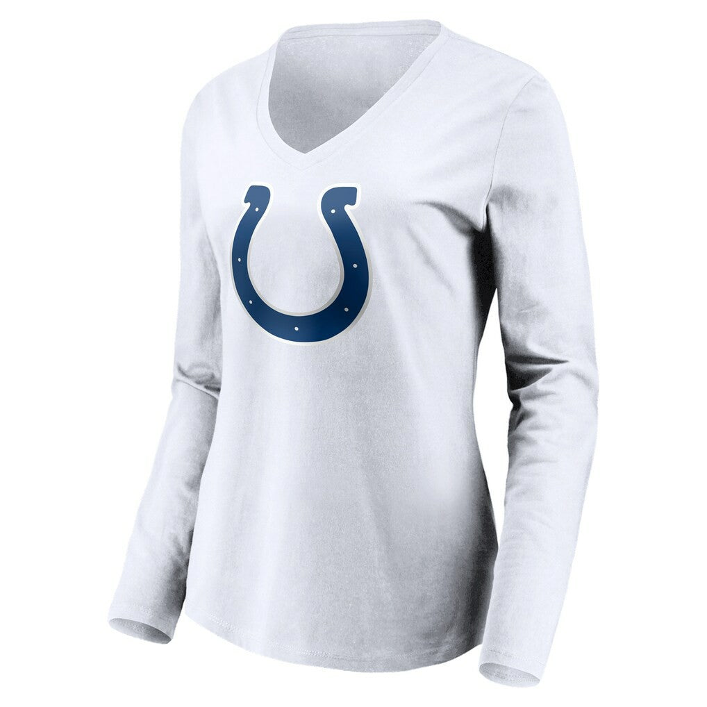 Indianapolis Colts Women's Team Authentic Logo Personalized Name & Number V-Neck Long Sleeve T-Shirt | NFL Outlet