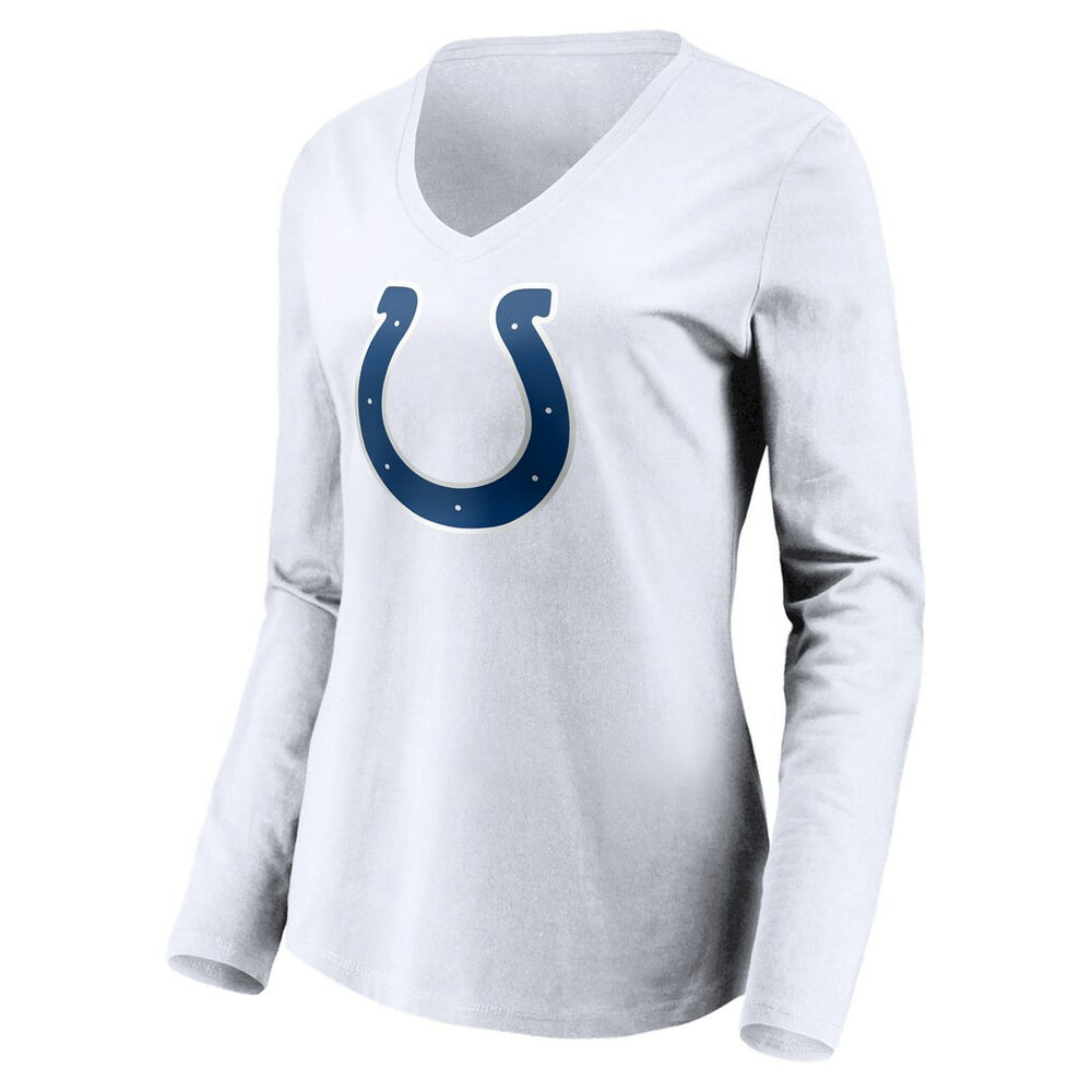 Indianapolis Colts Women's Team Authentic Logo Personalized Name & Number V-Neck Long Sleeve T-Shirt | NFL Outlet