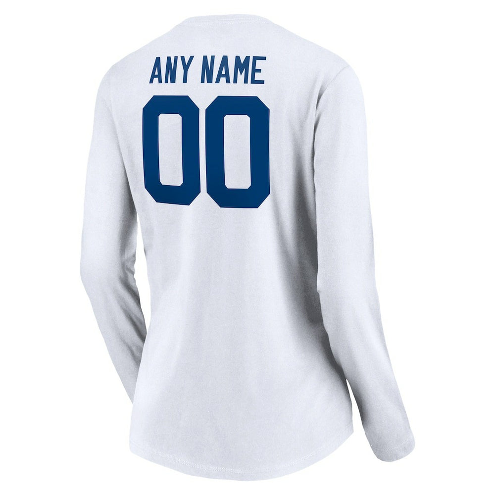 Indianapolis Colts Women's Team Authentic Logo Personalized Name & Number V-Neck Long Sleeve T-Shirt | NFL Outlet
