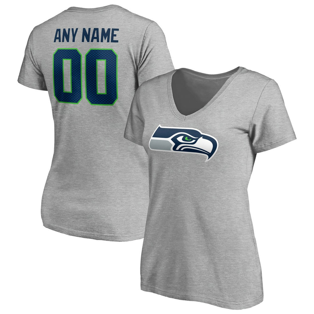 Seattle Seahawks Women's Team Authentic Custom V-Neck T-Shirt | NFL Sale