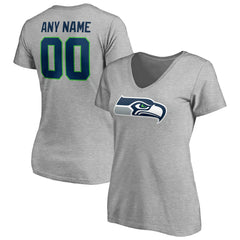 Seattle Seahawks Women's Team Authentic Custom V-Neck T-Shirt | NFL Sale