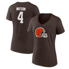 Cleveland Browns Deshaun Watson  Women's Player Icon Name & Number V-Neck T-Shirt | NFL Sale