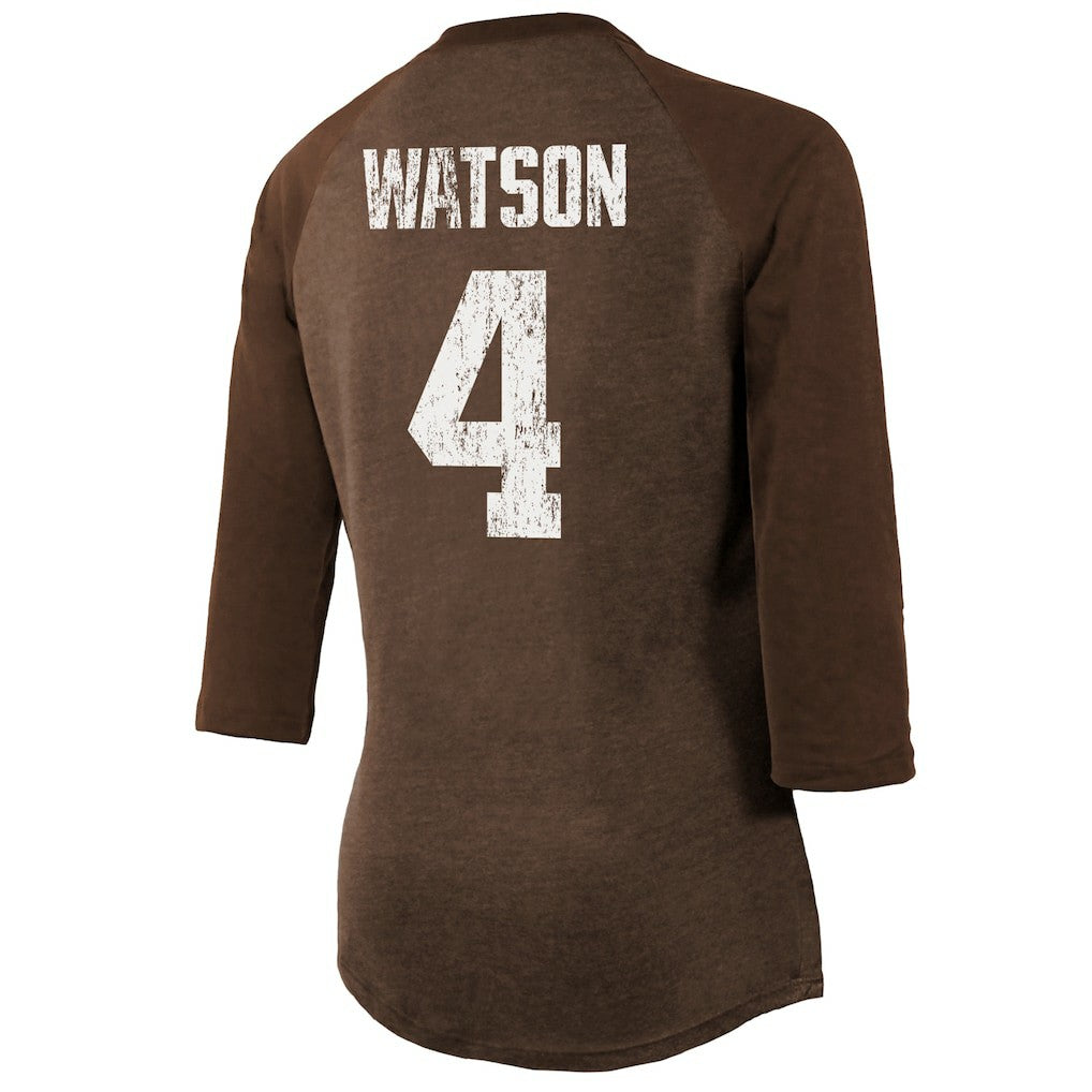 Cleveland Browns Deshaun Watson  Majestic Threads Women's Name & Number Raglan 3/4 Sleeve T-Shirt | NFL Hot