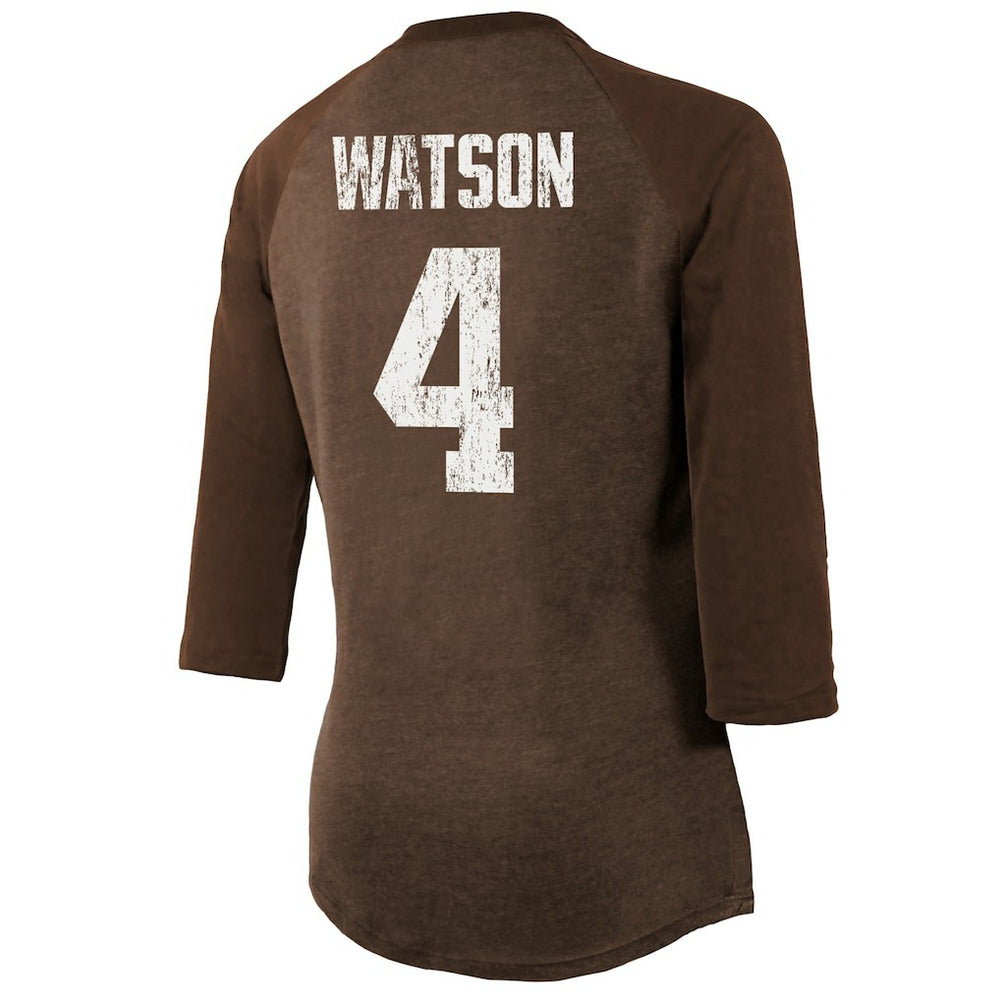 Cleveland Browns Deshaun Watson  Majestic Threads Women's Name & Number Raglan 3/4 Sleeve T-Shirt | NFL Hot