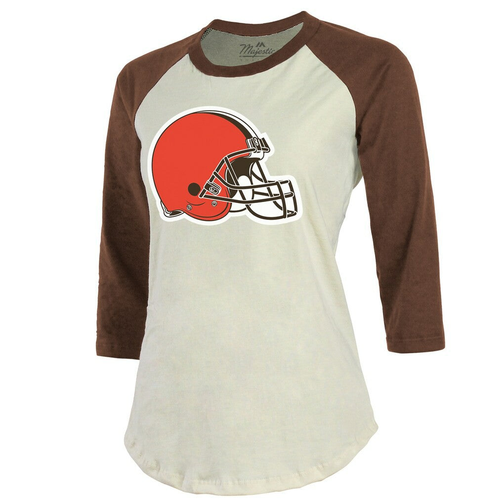 Cleveland Browns Deshaun Watson  Majestic Threads Women's Player Name & Number Tri-Blend Three-Quarter Sleeve T-Shirt | NFL Sale