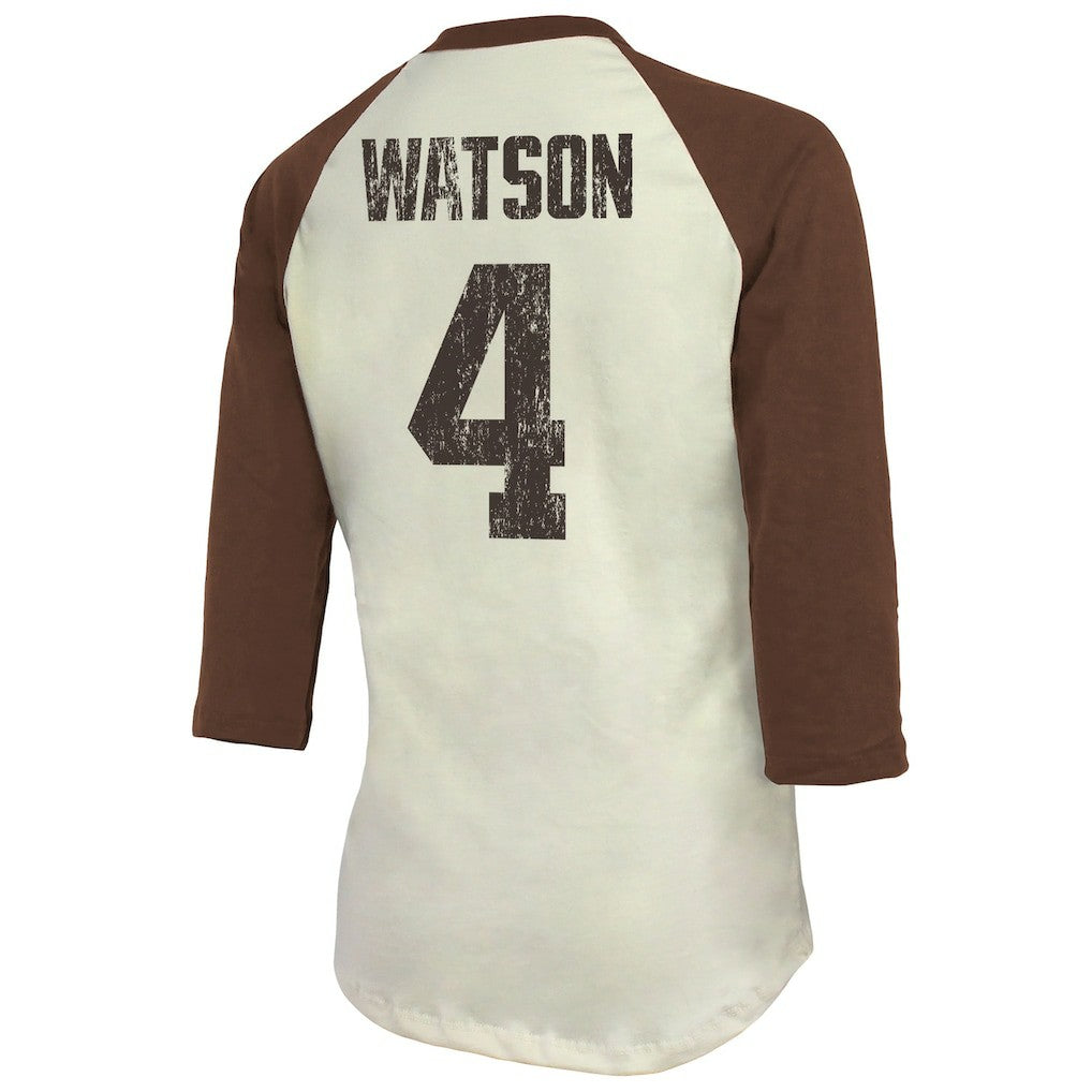 Cleveland Browns Deshaun Watson  Majestic Threads Women's Player Name & Number Tri-Blend Three-Quarter Sleeve T-Shirt | NFL Sale