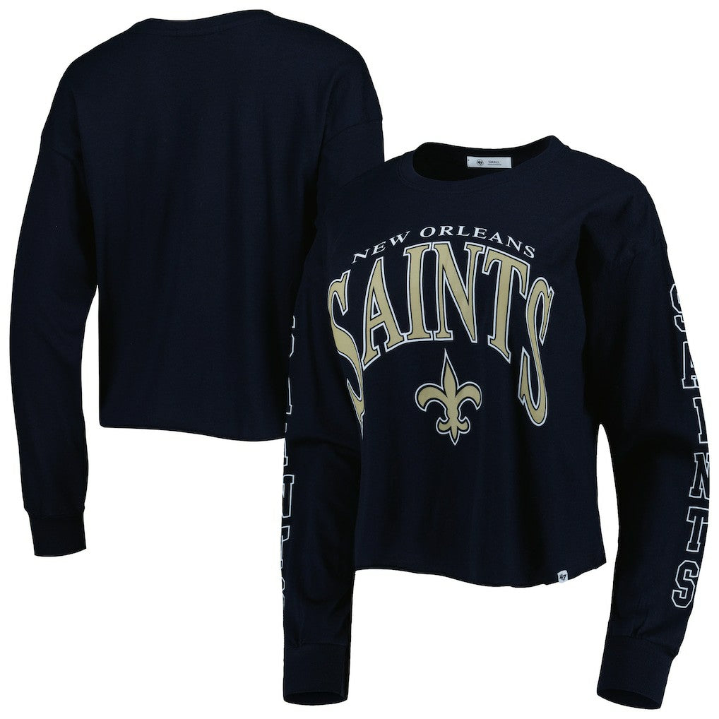 New Orleans Saints '47 Women's Skyler Parkway Cropped Long Sleeve T-Shirt | NFL Sale
