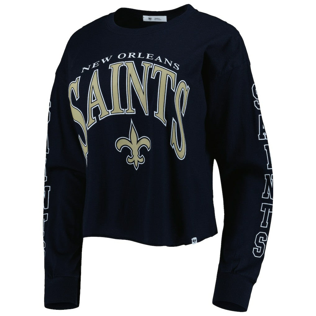 New Orleans Saints '47 Women's Skyler Parkway Cropped Long Sleeve T-Shirt | NFL Sale
