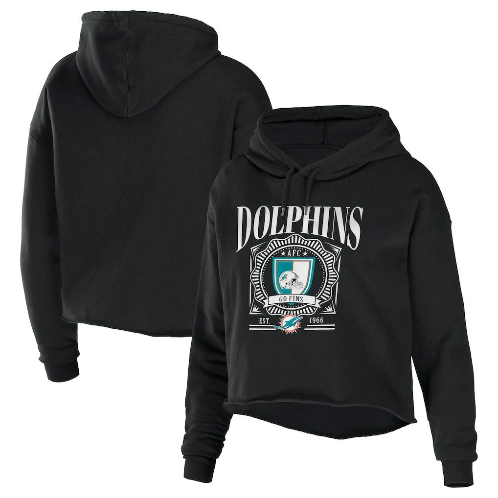 Miami Dolphins WEAR by Erin Andrews Women's Cropped Sponge Fleece Pullover Hoodie | NFL Near me