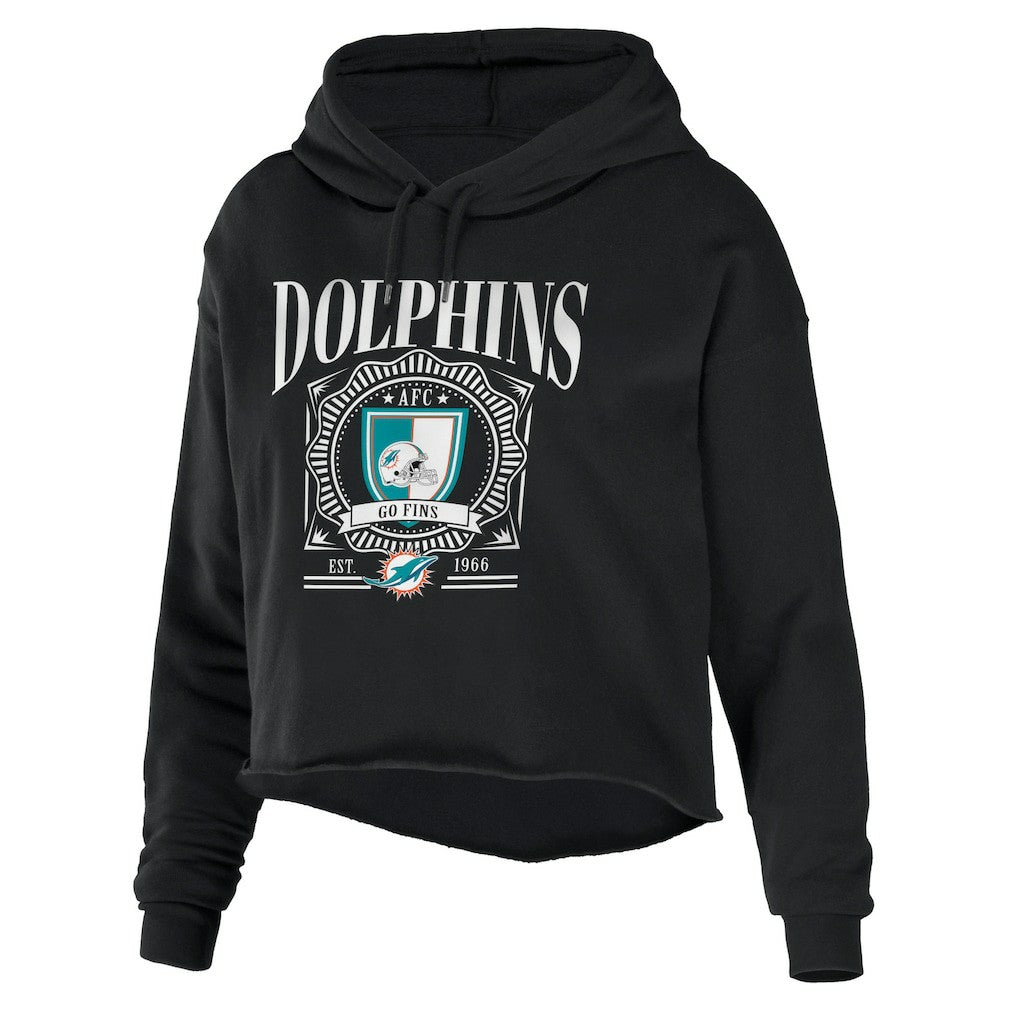 Miami Dolphins WEAR by Erin Andrews Women's Cropped Sponge Fleece Pullover Hoodie | NFL Near me
