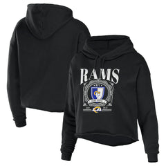 Los Angeles Rams WEAR by Erin Andrews Women's Cropped Sponge Fleece Pullover Hoodie | NFL Discount