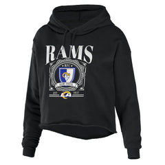 Los Angeles Rams WEAR by Erin Andrews Women's Cropped Sponge Fleece Pullover Hoodie | NFL Discount