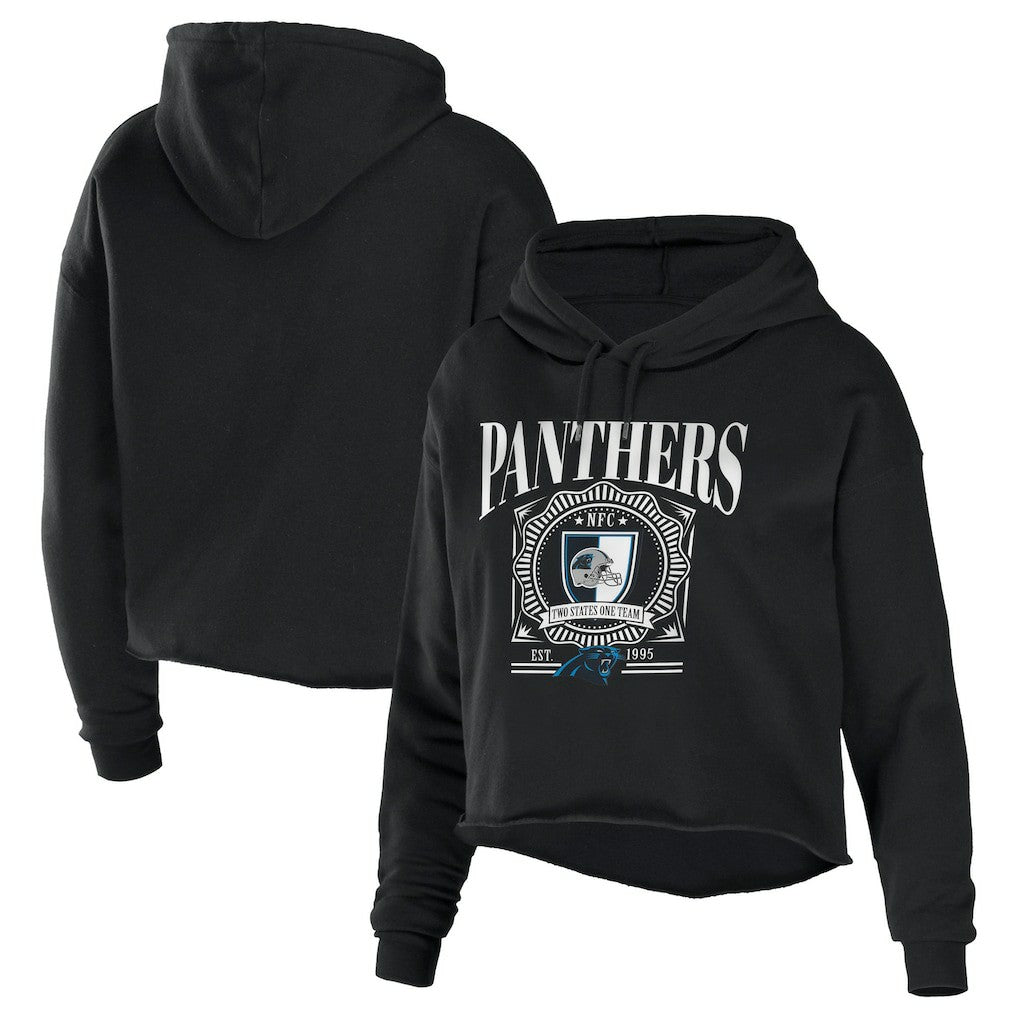 Carolina Panthers WEAR by Erin Andrews Women's Cropped Sponge Fleece Pullover Hoodie | NFL Hot