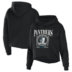 Carolina Panthers WEAR by Erin Andrews Women's Cropped Sponge Fleece Pullover Hoodie | NFL Hot