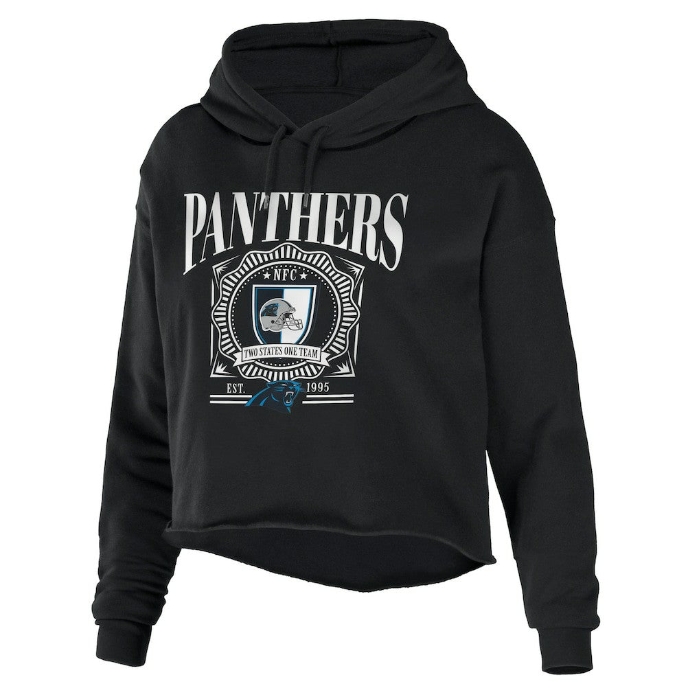Carolina Panthers WEAR by Erin Andrews Women's Cropped Sponge Fleece Pullover Hoodie | NFL Hot