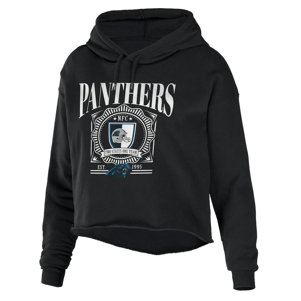 Carolina Panthers WEAR by Erin Andrews Women's Cropped Sponge Fleece Pullover Hoodie | NFL Hot