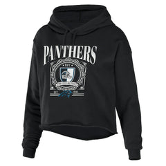 Carolina Panthers WEAR by Erin Andrews Women's Cropped Sponge Fleece Pullover Hoodie | NFL Hot