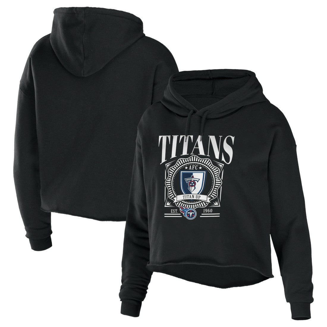 Tennessee Titans WEAR by Erin Andrews Women's Cropped Sponge Fleece Pullover Hoodie | NFL On sale