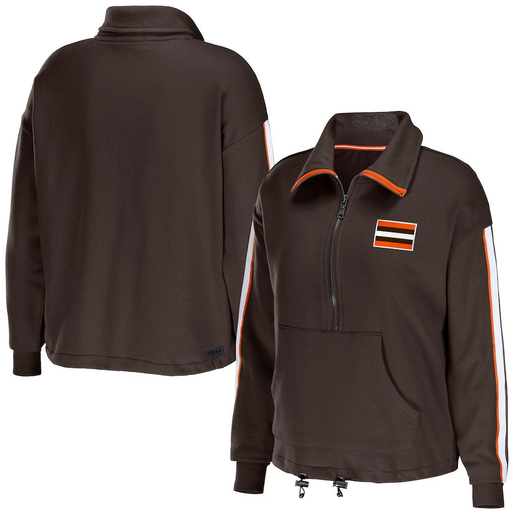 Cleveland Browns WEAR by Erin Andrews Women's Logo Stripe Half-Zip Top | NFL On sale