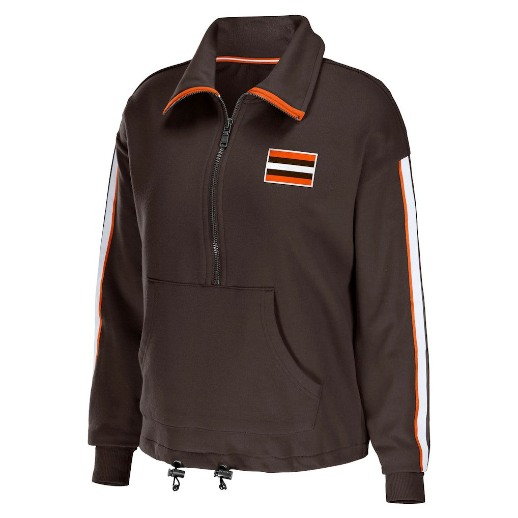 Cleveland Browns WEAR by Erin Andrews Women's Logo Stripe Half-Zip Top | NFL On sale