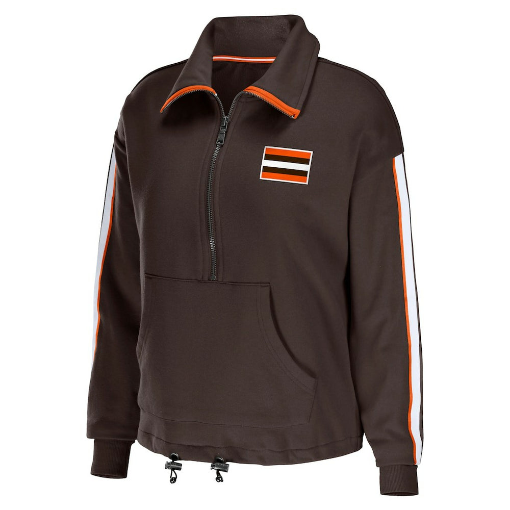 Cleveland Browns WEAR by Erin Andrews Women's Logo Stripe Half-Zip Top | NFL On sale