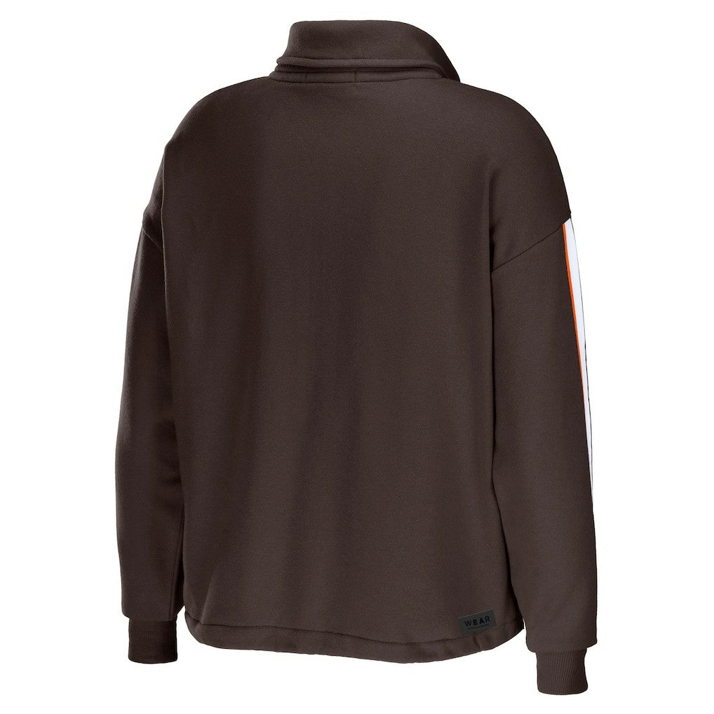 Cleveland Browns WEAR by Erin Andrews Women's Logo Stripe Half-Zip Top | NFL On sale