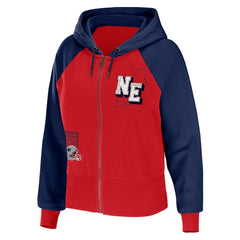 New England Patriots WEAR by Erin Andrews Women's Colorblock Lightweight Full-Zip Hoodie | NFL Outlet