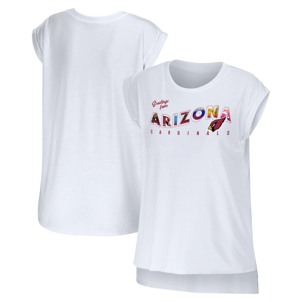 Arizona Cardinals WEAR by Erin Andrews Women's Greetings From Muscle T-Shirt | NFL Discount