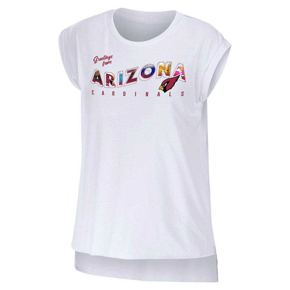 Arizona Cardinals WEAR by Erin Andrews Women's Greetings From Muscle T-Shirt | NFL Discount