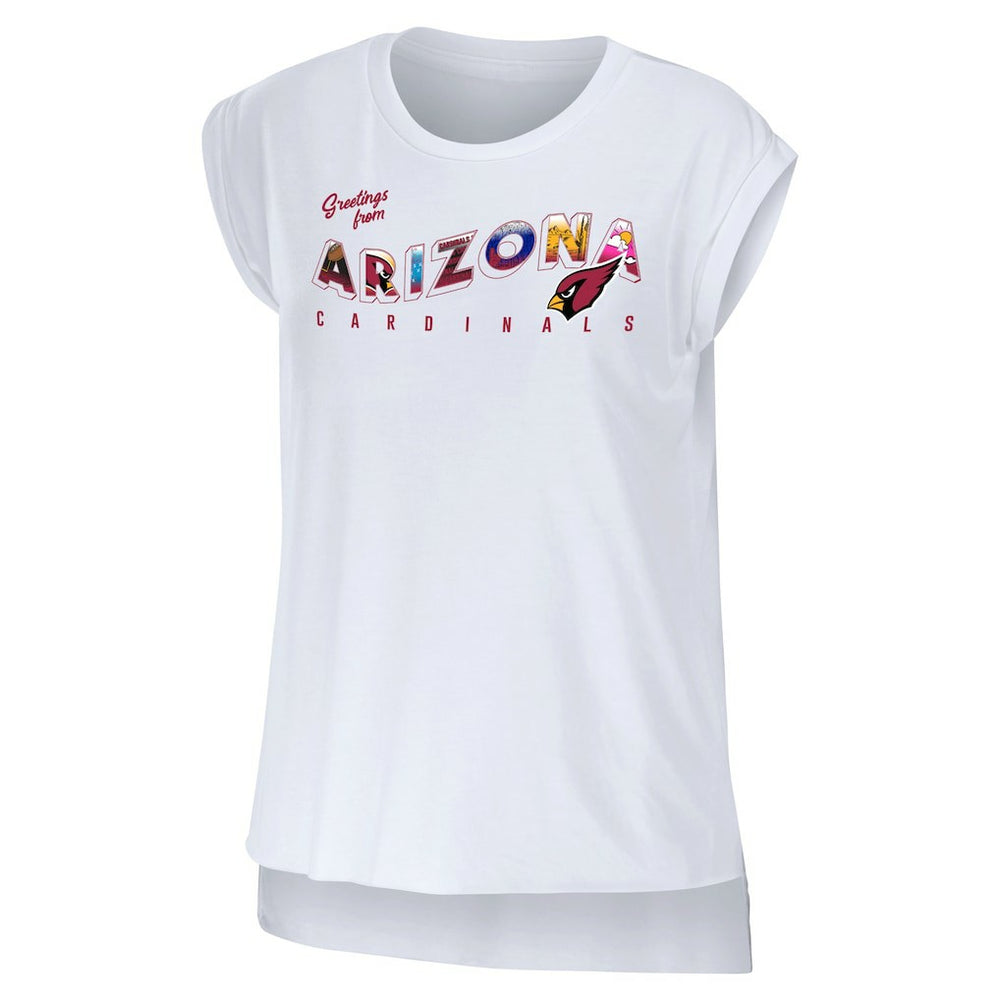 Arizona Cardinals WEAR by Erin Andrews Women's Greetings From Muscle T-Shirt | NFL Discount