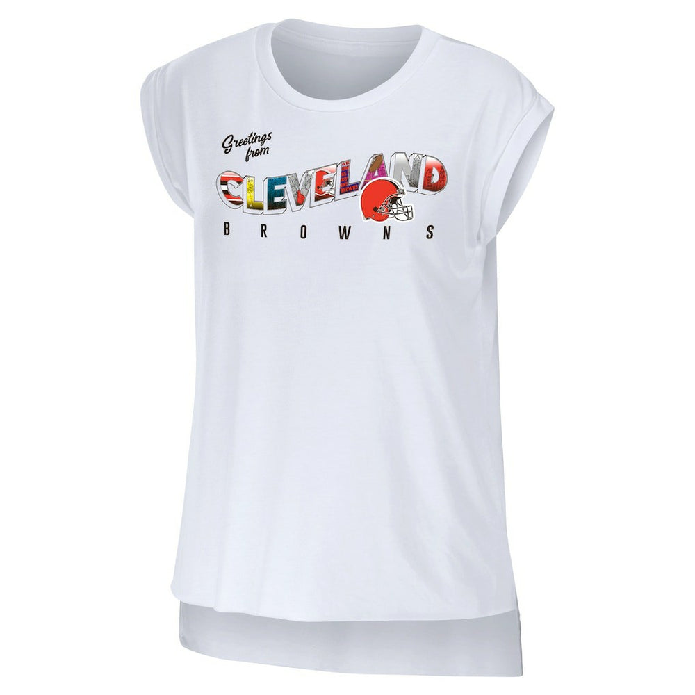 Cleveland Browns WEAR by Erin Andrews Women's Greetings From Muscle T-Shirt | NFL US