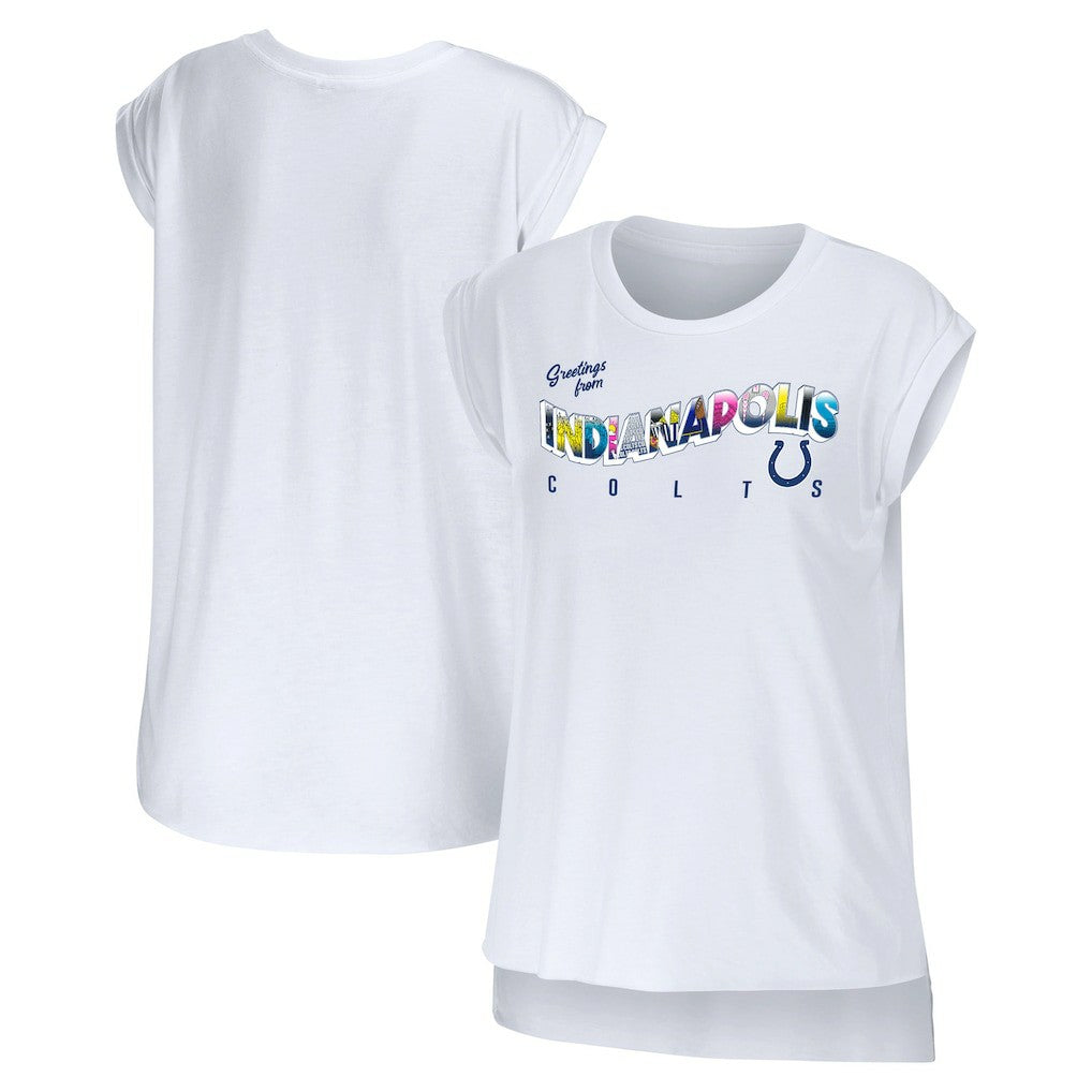 Indianapolis Colts WEAR by Erin Andrews Women's Greetings From Muscle T-Shirt | NFL Sale