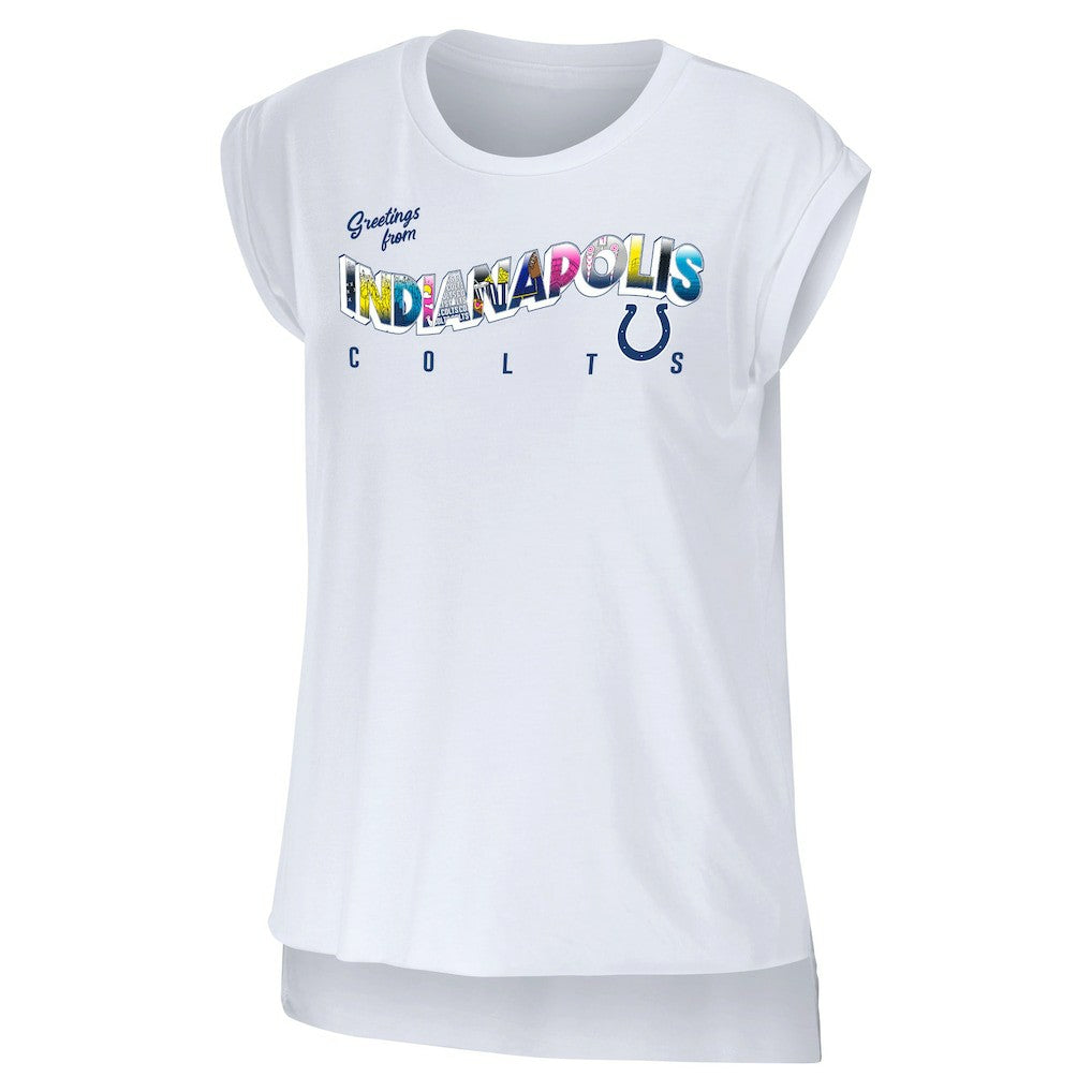 Indianapolis Colts WEAR by Erin Andrews Women's Greetings From Muscle T-Shirt | NFL Sale