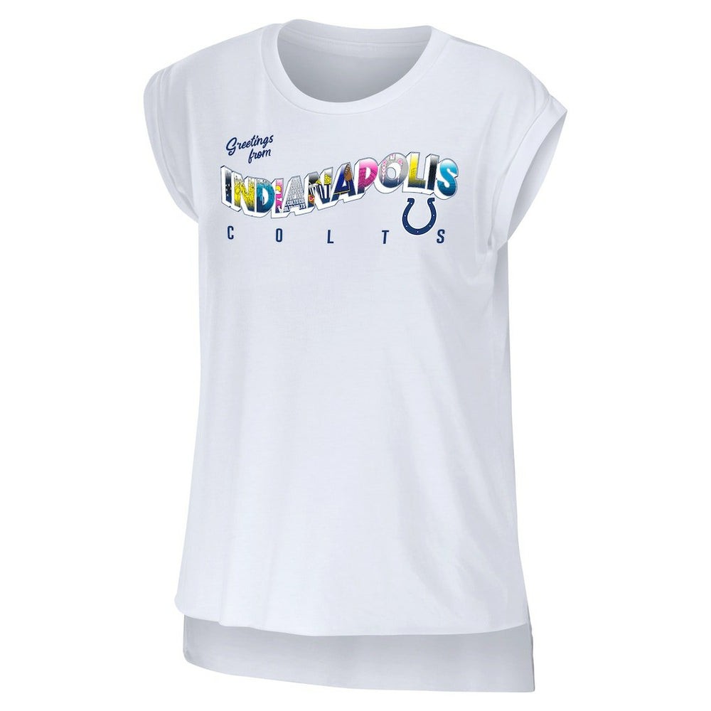 Indianapolis Colts WEAR by Erin Andrews Women's Greetings From Muscle T-Shirt | NFL Sale