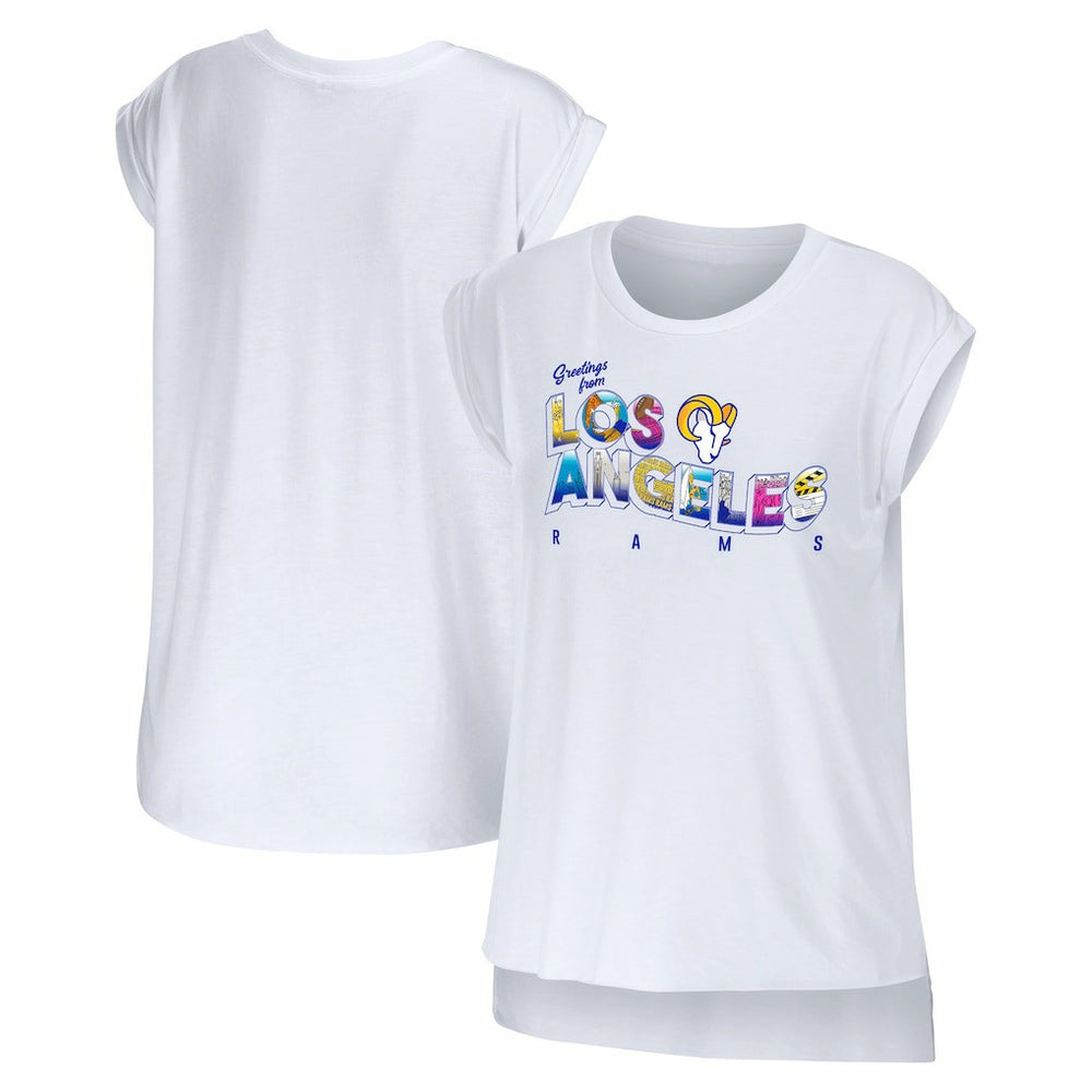 Los Angeles Rams WEAR by Erin Andrews Women's Greetings From Muscle T-Shirt | NFL On sale