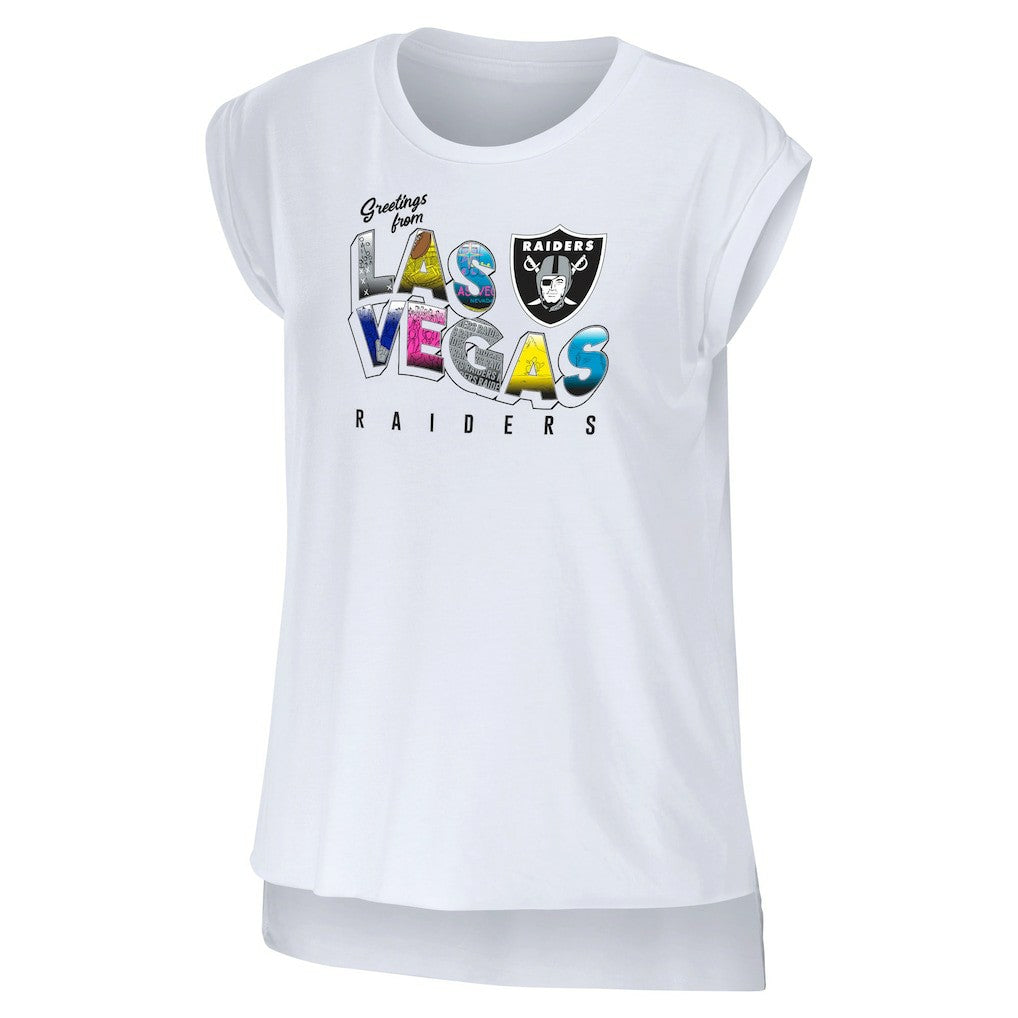 Las Vegas Raiders WEAR by Erin Andrews Women's Greetings From Muscle T-Shirt | NFL New