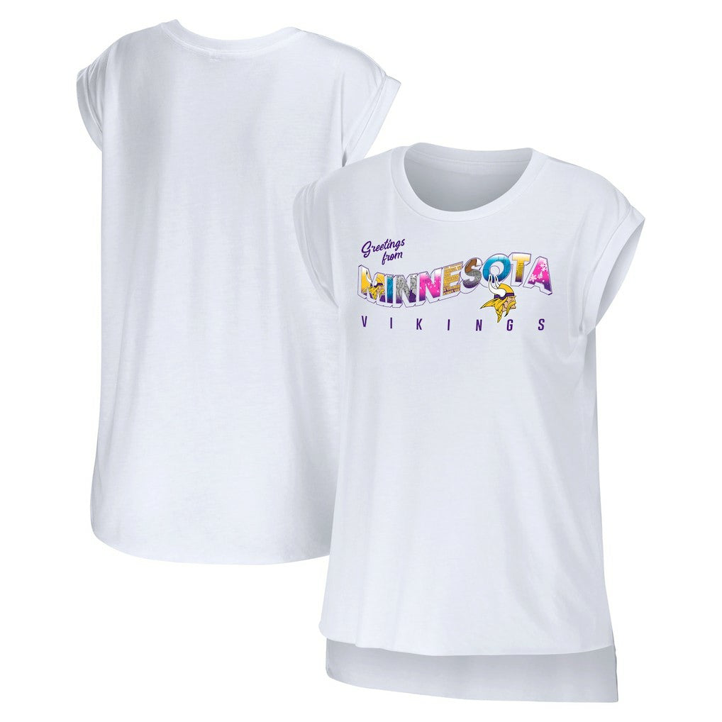 Minnesota Vikings WEAR by Erin Andrews Women's Greetings From Muscle T-Shirt | NFL US