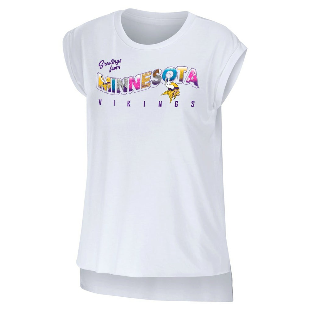 Minnesota Vikings WEAR by Erin Andrews Women's Greetings From Muscle T-Shirt | NFL US