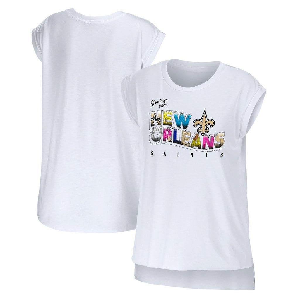 New Orleans Saints WEAR by Erin Andrews Women's Greetings From Muscle T-Shirt | NFL Hot