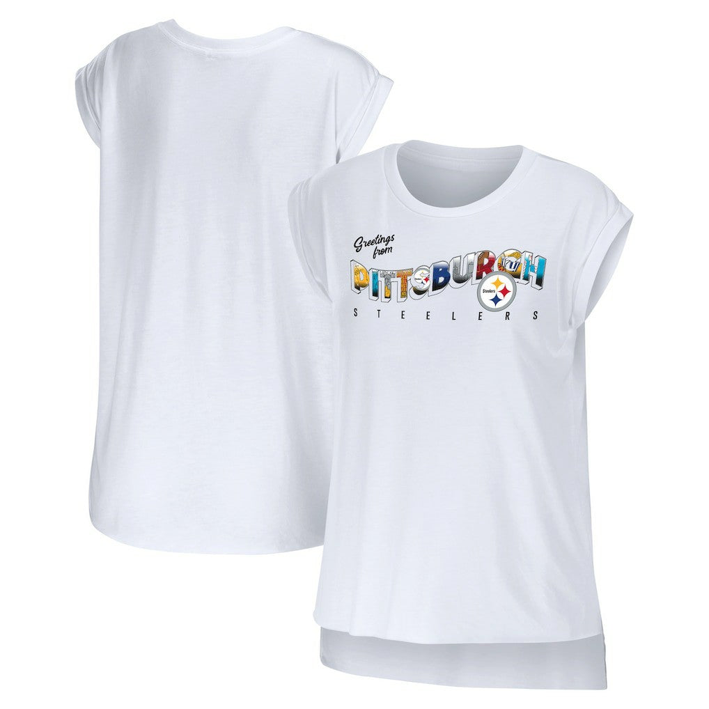 Pittsburgh Steelers WEAR by Erin Andrews Women's Greetings From Muscle T-Shirt | NFL Near me