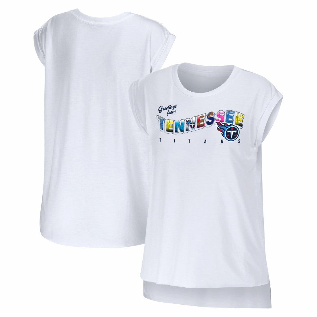 Tennessee Titans WEAR by Erin Andrews Women's Greetings From Muscle T-Shirt | NFL US