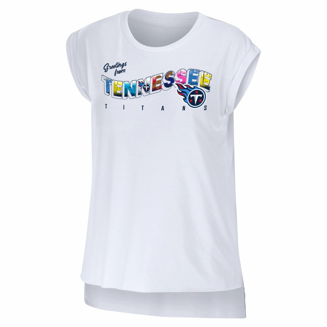 Tennessee Titans WEAR by Erin Andrews Women's Greetings From Muscle T-Shirt | NFL US
